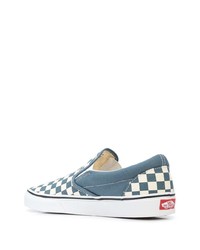 blaue Slip-On Sneakers aus Segeltuch mit Karomuster von Vans