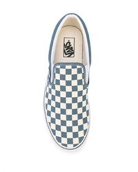 blaue Slip-On Sneakers aus Segeltuch mit Karomuster von Vans