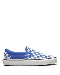blaue Slip-On Sneakers aus Segeltuch mit Karomuster von Vans
