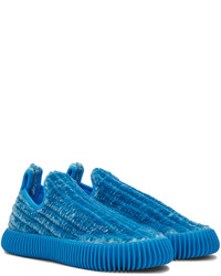 blaue Slip-On Sneakers aus Segeltuch von Bottega Veneta