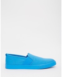 blaue Slip-On Sneakers aus Segeltuch von Asos