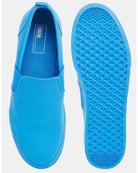 blaue Slip-On Sneakers aus Segeltuch von Asos