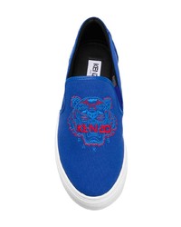 blaue Slip-On Sneakers aus Segeltuch von Kenzo