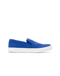 blaue Slip-On Sneakers aus Segeltuch von Kenzo