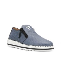 blaue Slip-On Sneakers aus Segeltuch von Giuseppe Zanotti Design