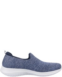 blaue Slip-On Sneakers aus Segeltuch von Skechers