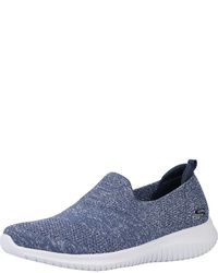 blaue Slip-On Sneakers aus Segeltuch von Skechers