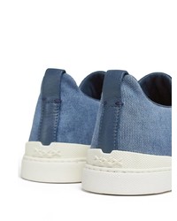 blaue Slip-On Sneakers aus Segeltuch von Ermenegildo Zegna