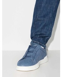 blaue Slip-On Sneakers aus Wildleder von Ermenegildo Zegna