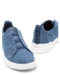 blaue Slip-On Sneakers aus Wildleder von Ermenegildo Zegna