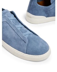 blaue Slip-On Sneakers aus Wildleder von Zegna