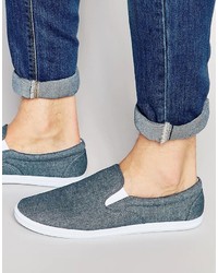 blaue Slip-On Sneakers von Asos
