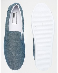 blaue Slip-On Sneakers von Asos