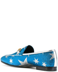 blaue Slipper mit Sternenmuster von Gucci
