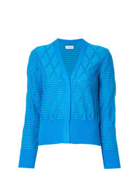 blaue Strickjacke mit Argyle-Muster