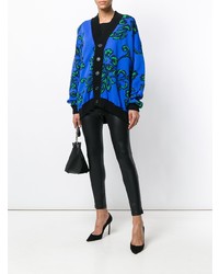 blaue Strickjacke mit Blumenmuster von Dsquared2