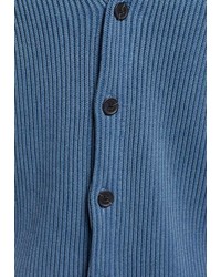 blaue Strickjacke mit einem Schalkragen von khujo