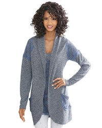 blaue Strickjacke mit einer offenen Front von LINEA TESINI by Heine