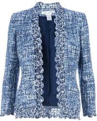 blaue Tweed-Jacke von Oscar de la Renta
