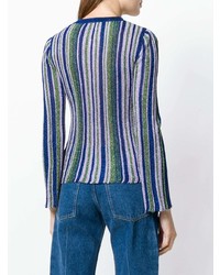 blaue vertikal gestreifte Strickjacke von Missoni