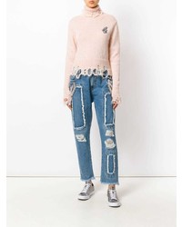 blaue verzierte Boyfriend Jeans von Marco Bologna