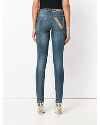 blaue verzierte enge Jeans von Versace Collection