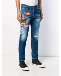 blaue verzierte enge Jeans von DSQUARED2