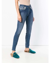 blaue verzierte enge Jeans von Twin-Set