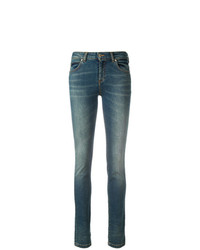 blaue verzierte enge Jeans von Versace Collection