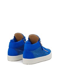 blaue verzierte hohe Sneakers aus Wildleder von Giuseppe Zanotti