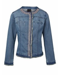 blaue verzierte Jeansjacke von Heine