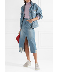 blaue verzierte Jeansjacke von Mira Mikati