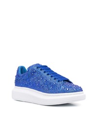 blaue verzierte Leder niedrige Sneakers von Alexander McQueen