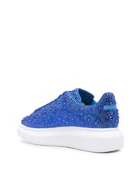 blaue verzierte Leder niedrige Sneakers von Alexander McQueen