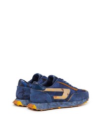 blaue verzierte Leder niedrige Sneakers von Diesel