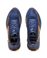 blaue verzierte Leder niedrige Sneakers von Diesel
