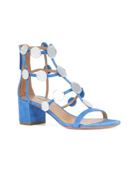 blaue verzierte Römersandalen aus Wildleder von Aquazzura