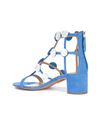 blaue verzierte Römersandalen aus Wildleder von Aquazzura