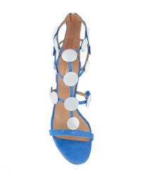 blaue verzierte Römersandalen aus Wildleder von Aquazzura