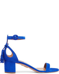 blaue verzierte Sandalen