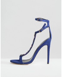 blaue verzierte Sandalen von Little Mistress