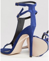 blaue verzierte Sandalen von Little Mistress