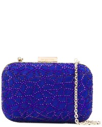 blaue verzierte Wildleder Clutch