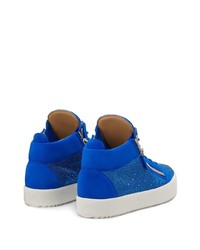 blaue verzierte Wildleder niedrige Sneakers von Giuseppe Zanotti