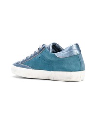 blaue verzierte Wildleder niedrige Sneakers von Philippe Model
