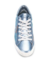 blaue verzierte Wildleder niedrige Sneakers von Philippe Model