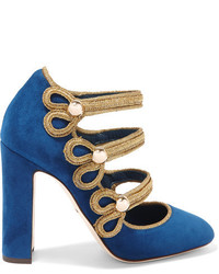 blaue verzierte Wildleder Pumps von Dolce & Gabbana