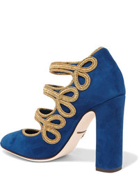 blaue verzierte Wildleder Pumps von Dolce & Gabbana