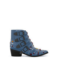 blaue verzierte Wildleder Stiefeletten