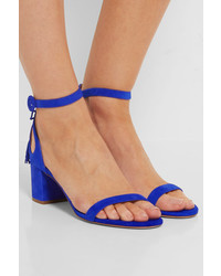 blaue verzierte Wildledersandalen von Aquazzura